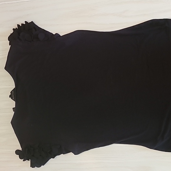 Ted Baker Size 3 Black Ruffle Heart Sleeve Top Shirt - Picture 8 of 11